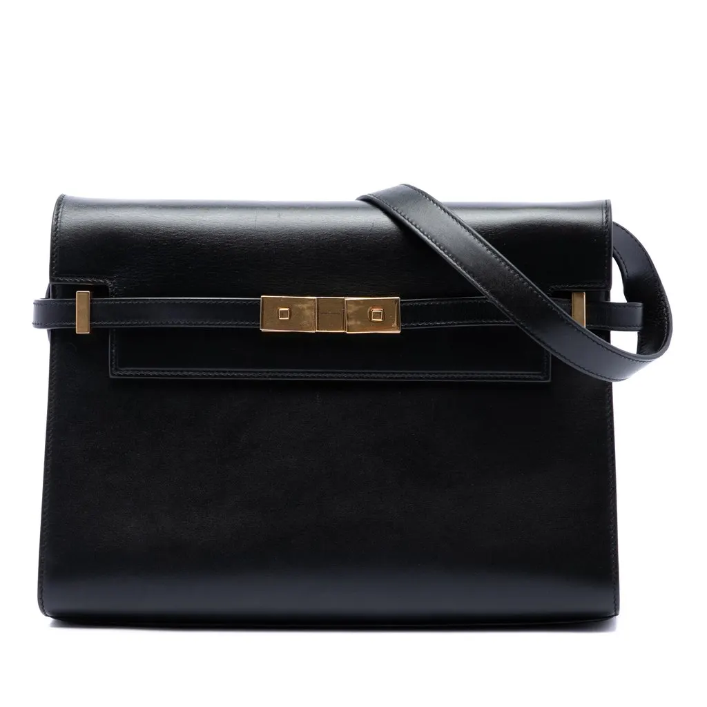 Saint Laurent Medium Smooth Calfskin Manhattan Shoulder Bag Black Leather Very good - Front View
