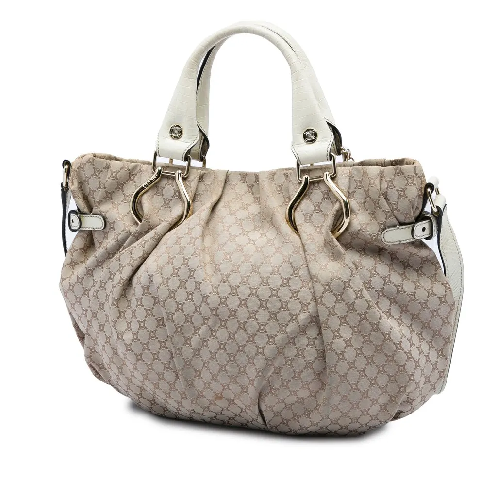 Celine Macadam Canvas Pillow Satchel Beige Very good - Back View