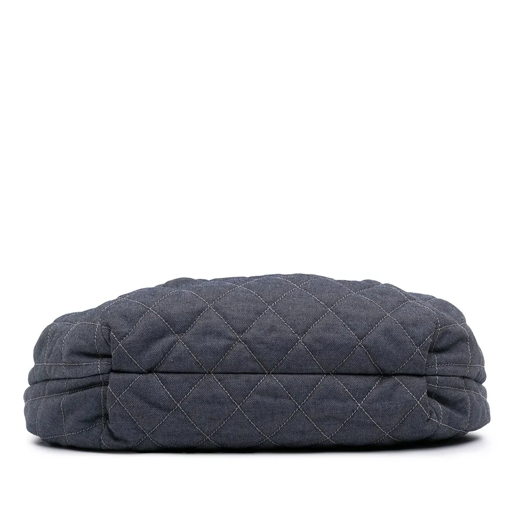 Chanel Large Quilted Denim Stretch Spirit Cabas Tote Blue Very good - Inside View