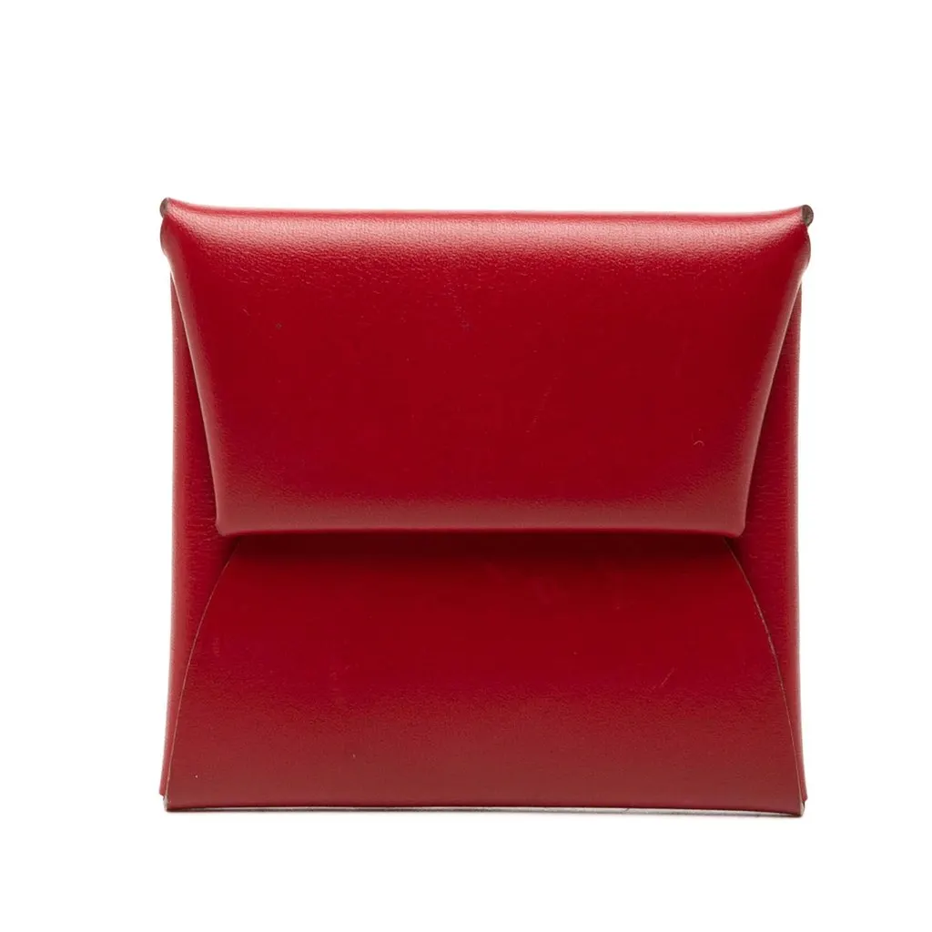 Hermès Box Calfskin Bastia Change Purse Red Leather Very good - Front View