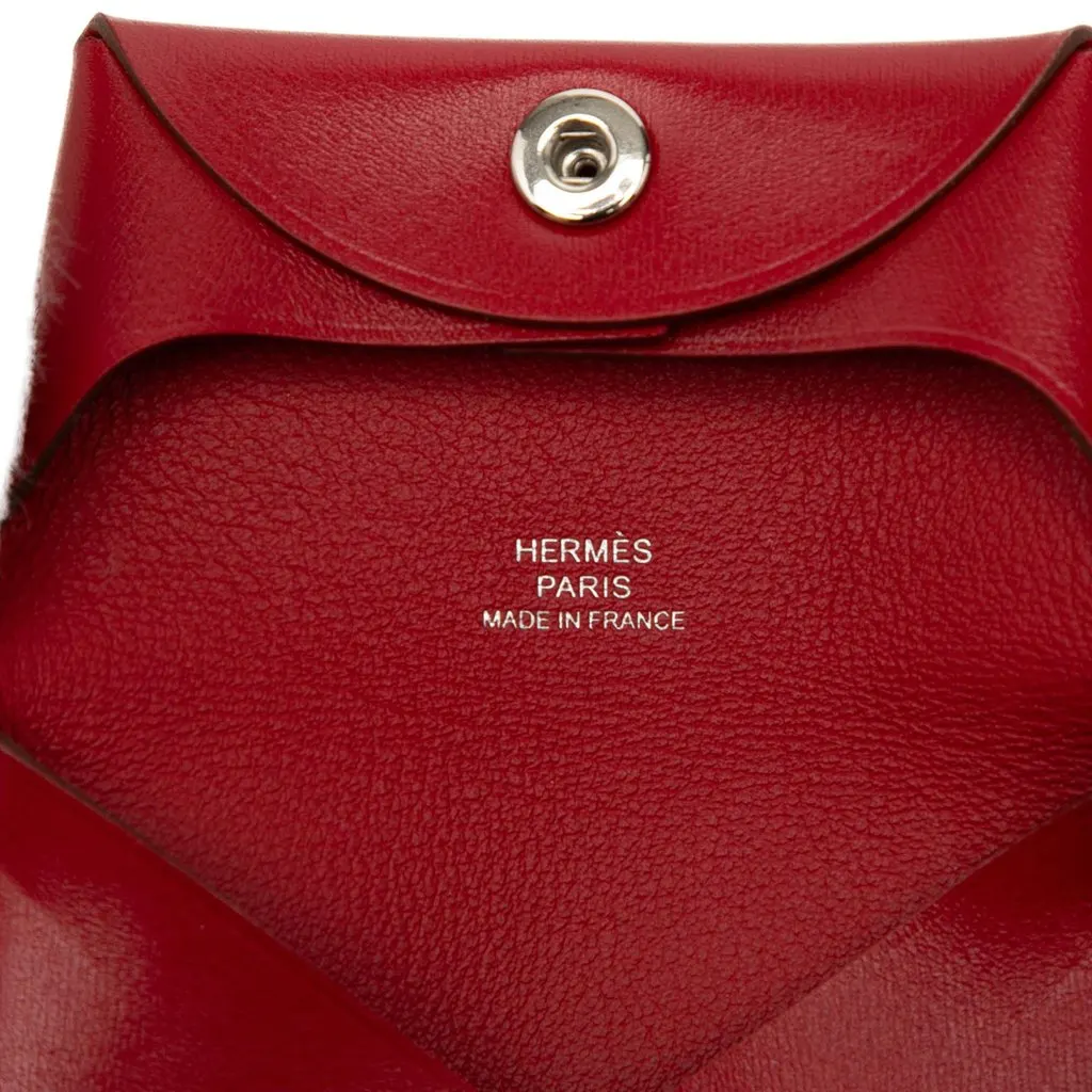 Hermès Box Calfskin Bastia Change Purse Red Leather Very good - Box View