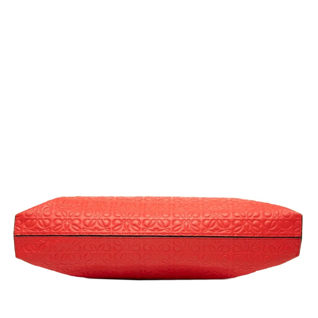 LOEWE Embossed Calfskin Anagram Repeat T Pouch Red Leather Very good - Inside View