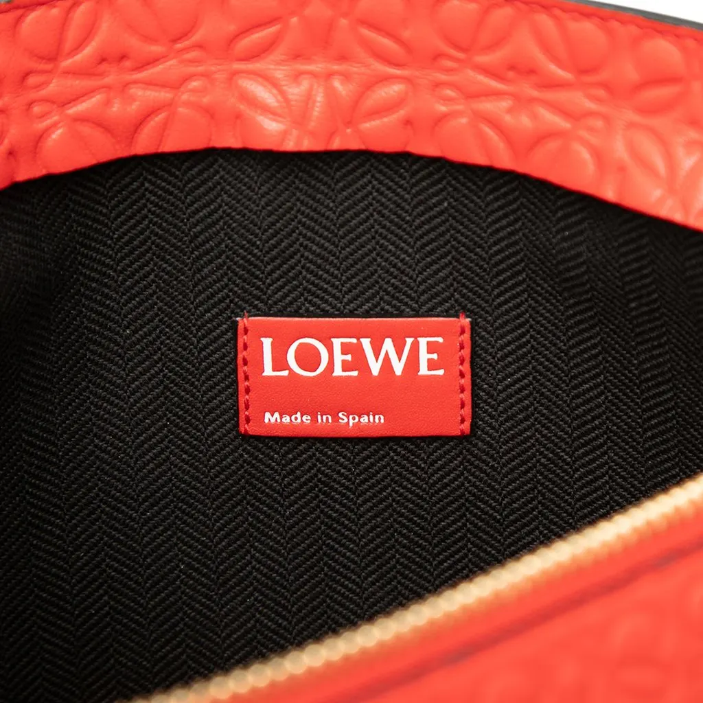 LOEWE Embossed Calfskin Anagram Repeat T Pouch Red Leather Very good - Box View