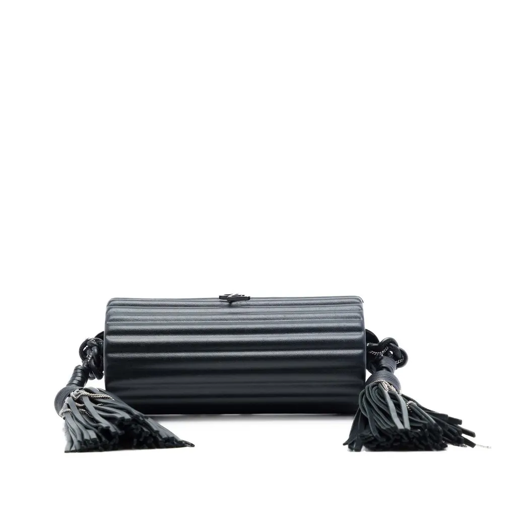 Saint Laurent Ribbed Acrylic Lambskin Fringe Monogram Monochrome Opium Box Bag Black Plastic Very good - Inside View