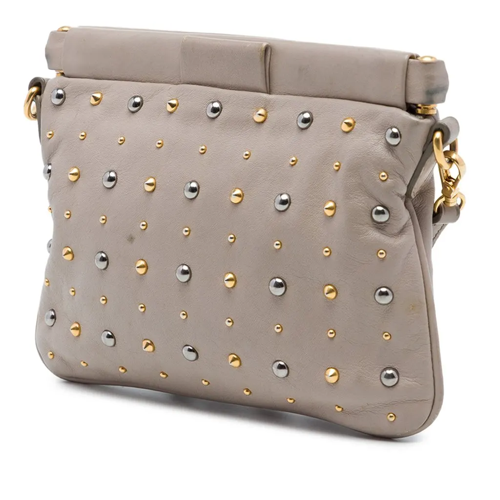 Miu Miu Studded Nappa Frame Clutch with Strap MultiColor Leather Very good - Back View