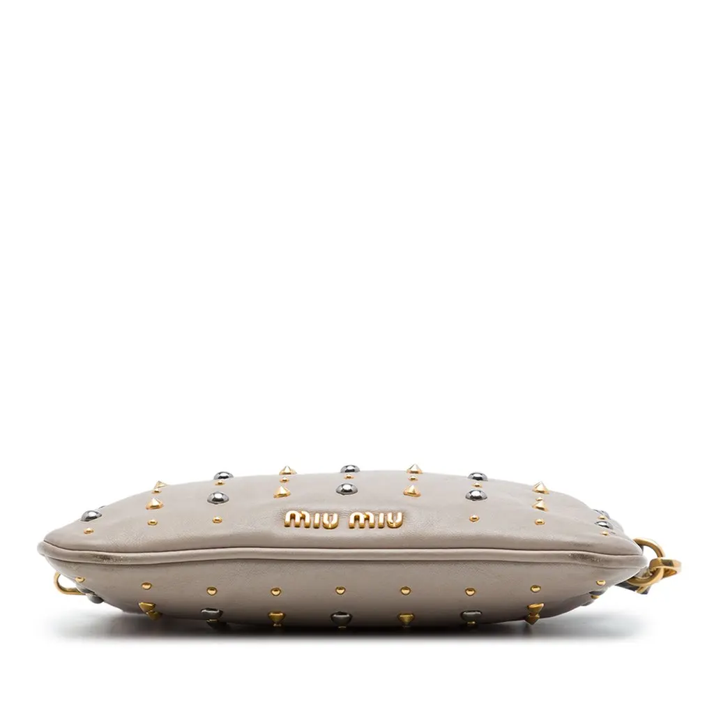 Miu Miu Studded Nappa Frame Clutch with Strap MultiColor Leather Very good - Inside View