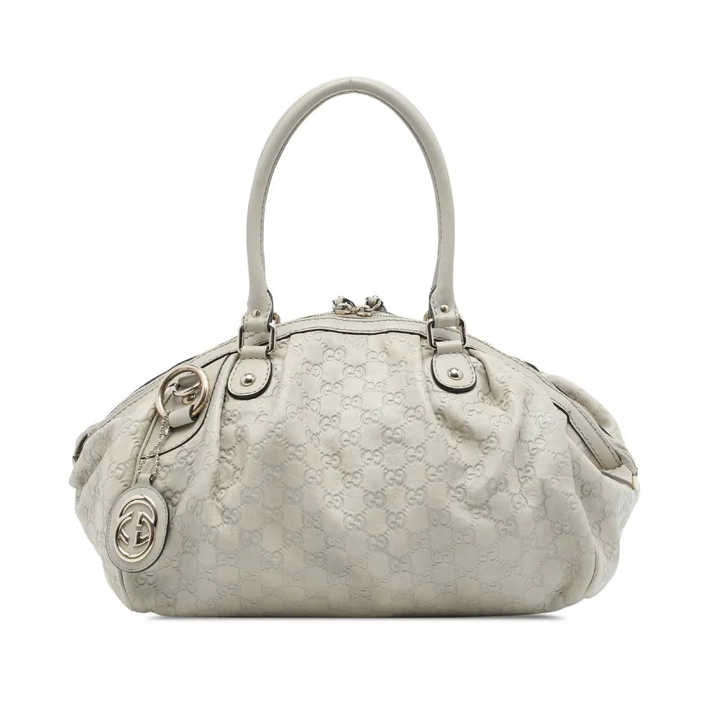 Gucci Guccissima Sukey Satchel White Leather Very good - Front View
