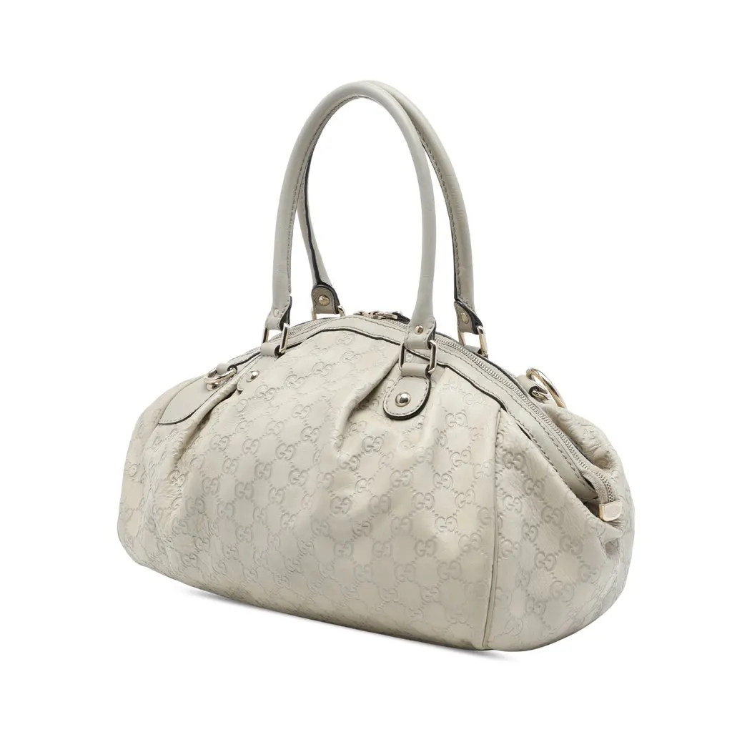 Gucci Guccissima Sukey Satchel White Leather Very good - Back View