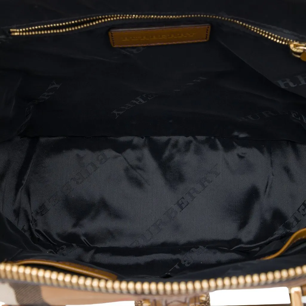 Burberry Medium House Check Canvas Bridle Owl Orchard Handbag Brown Very good - Model View