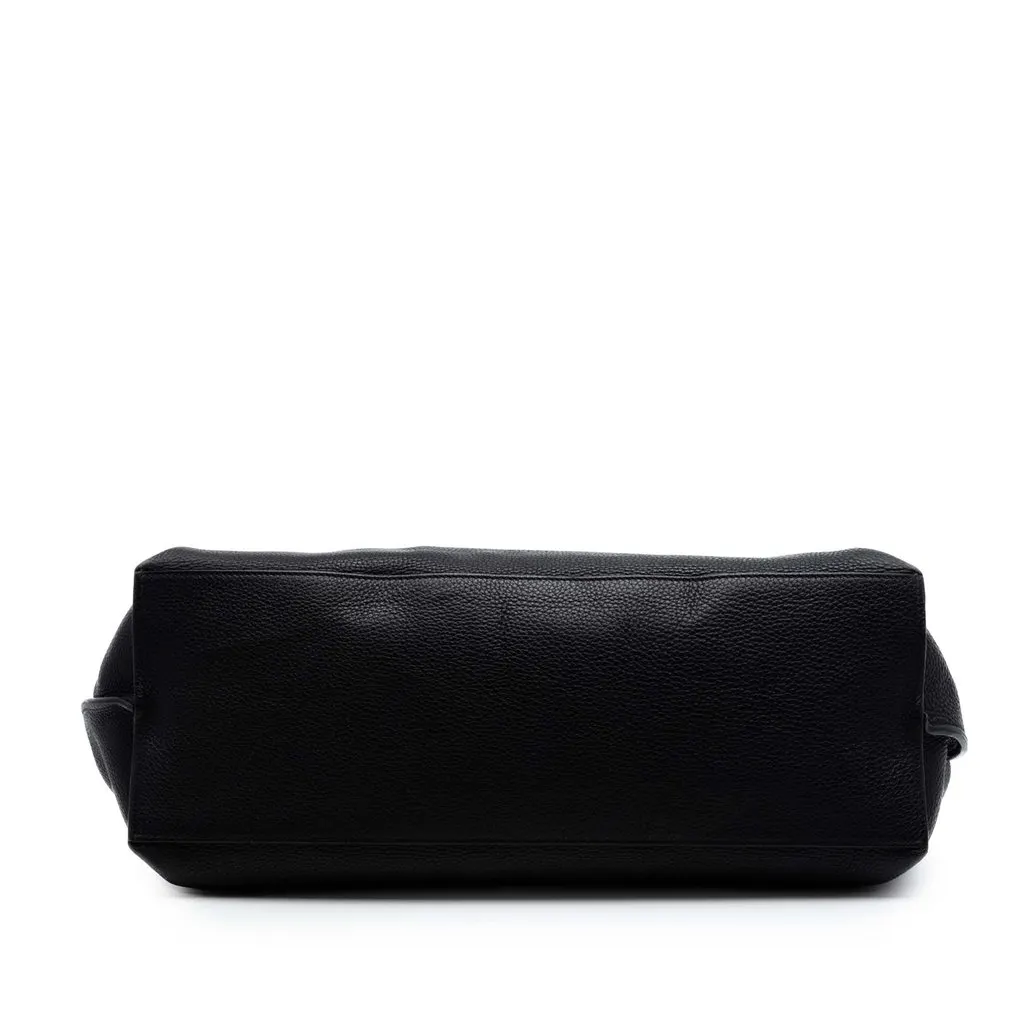 Gucci Large Calfskin Bamboo Daily Satchel Black Leather Very good - Inside View