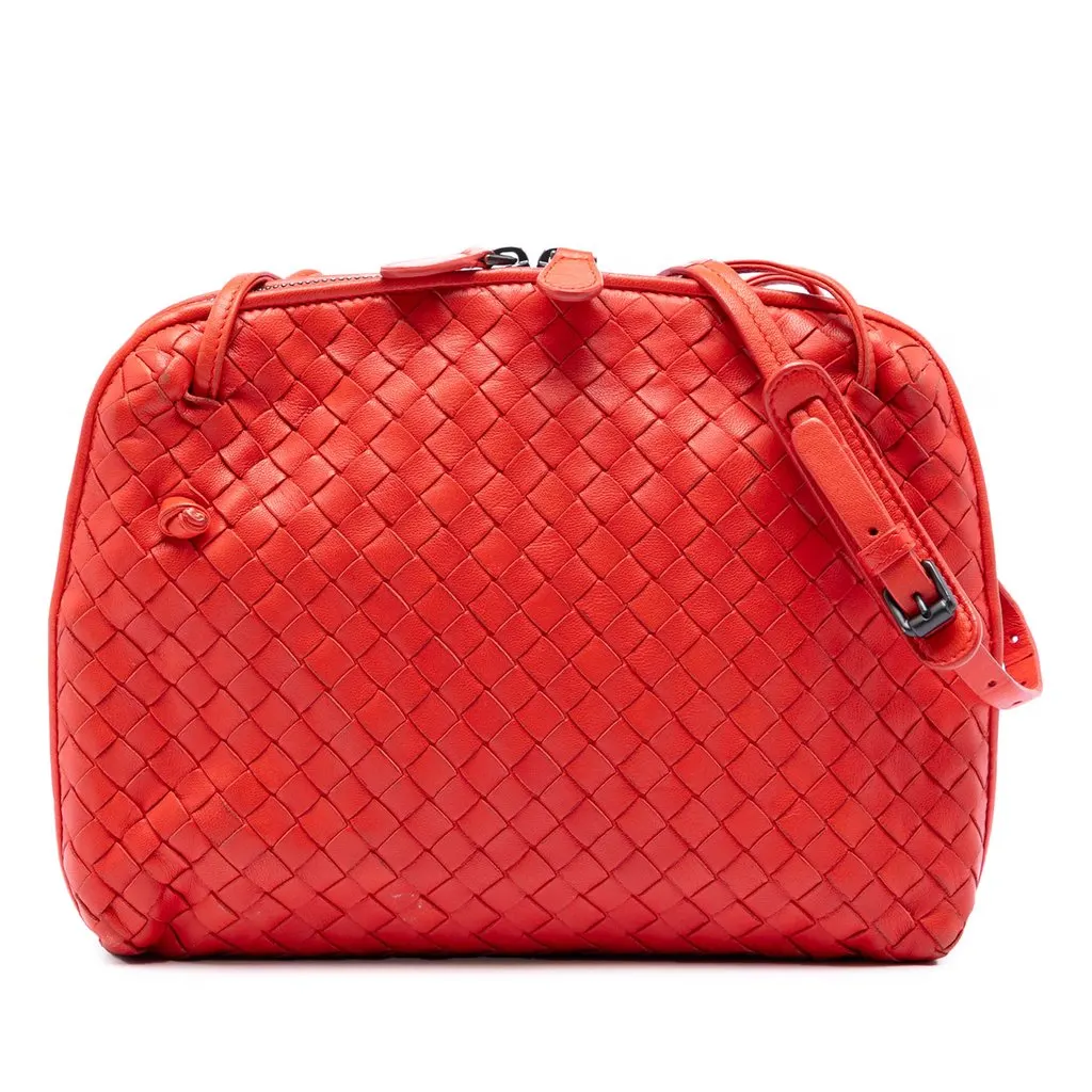 Bottega Veneta Nappa Intrecciato Nodini Crossbody Orange Leather Very good - Front View
