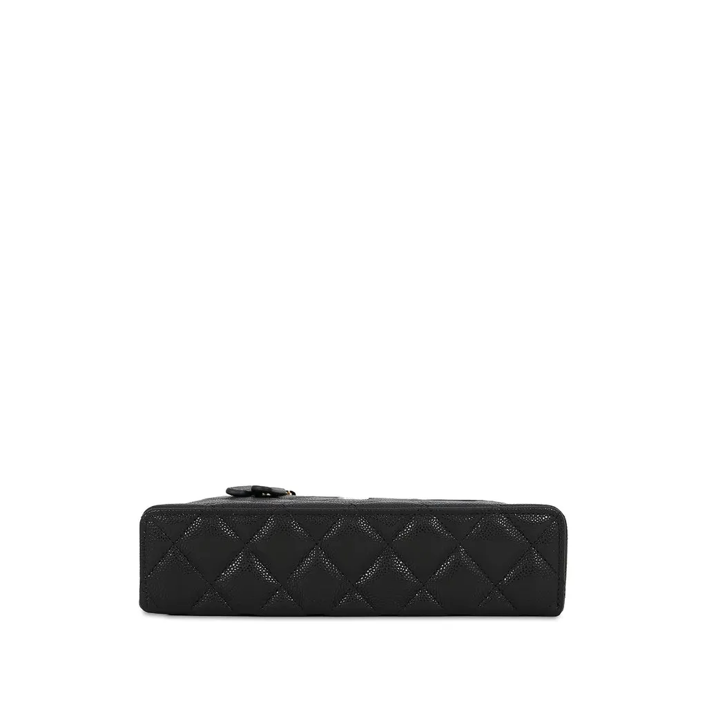 Chanel Mini CC Quilted Caviar Slim Vanity Case with Chain Black Leather Never worn - Inside View
