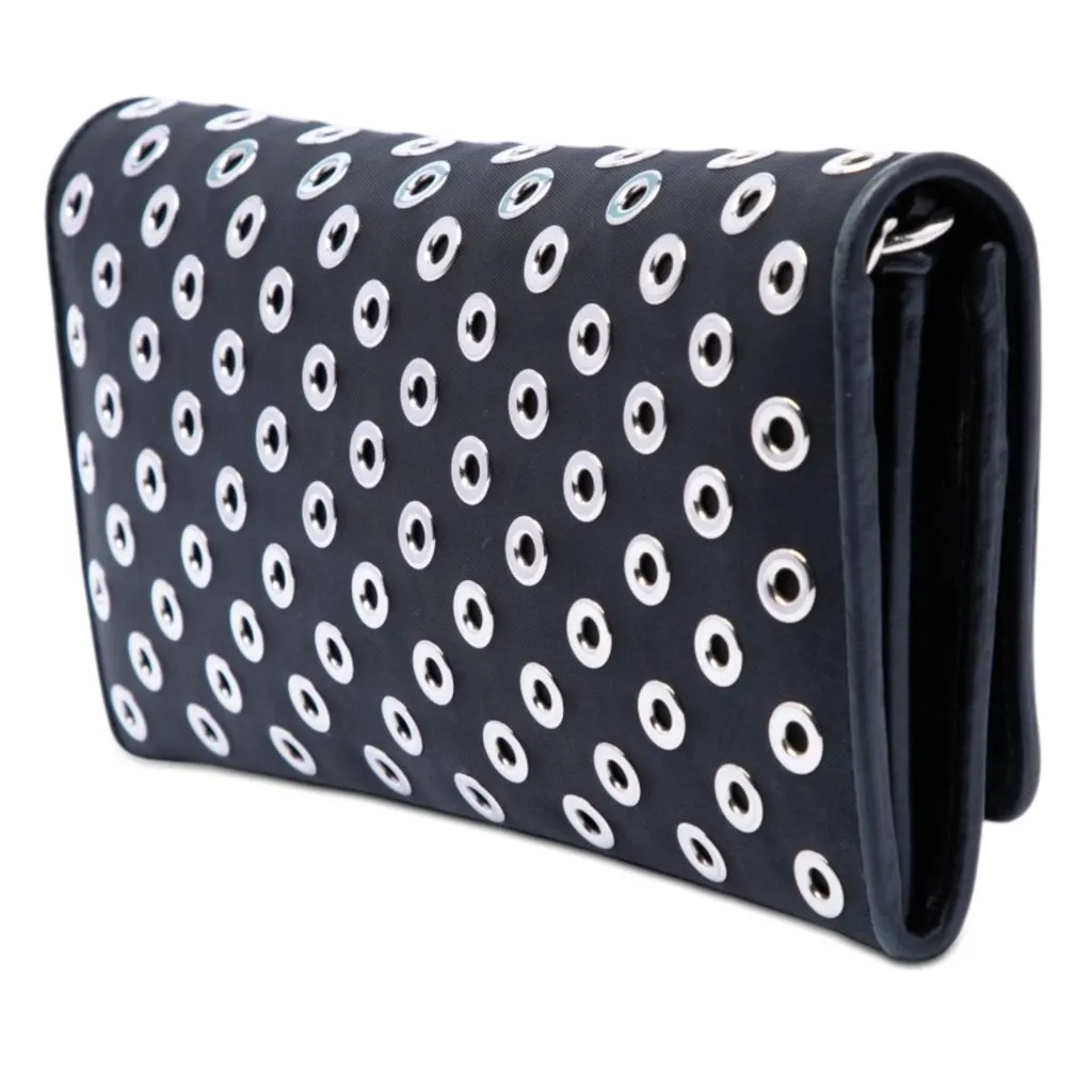 Prada Tessuto Grommet Wallet On Chain Black Very good - Back View