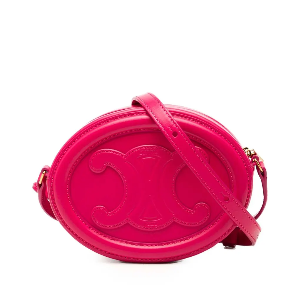 Celine Small Calfskin Cuir Triomphe Oval Crossbody Pink Leather Very good - Front View