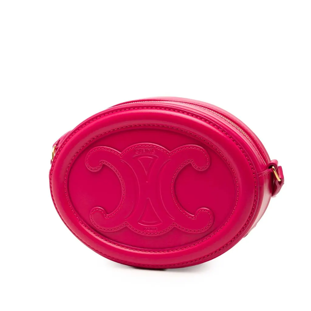 Celine Small Calfskin Cuir Triomphe Oval Crossbody Pink Leather Very good - Back View