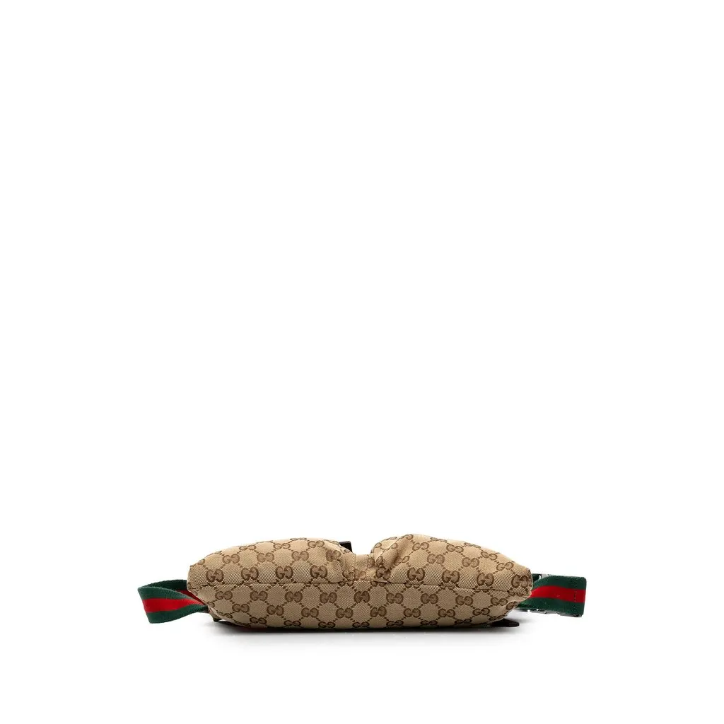Gucci GG Canvas Web Double Pocket Belt Bag Beige Canvas Good - Inside View