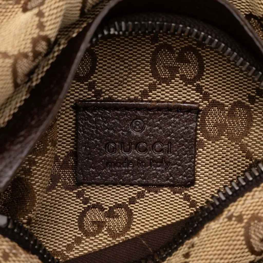 Gucci GG Canvas Web Double Pocket Belt Bag Beige Canvas Good - Box View