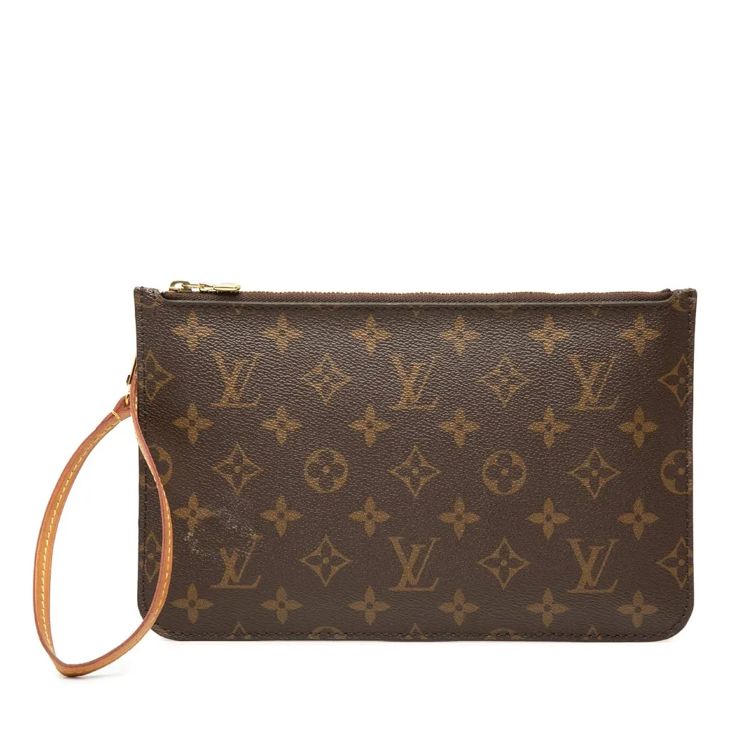 Louis Vuitton Monogram Neverfull MM Pouch Brown Very good - Front View