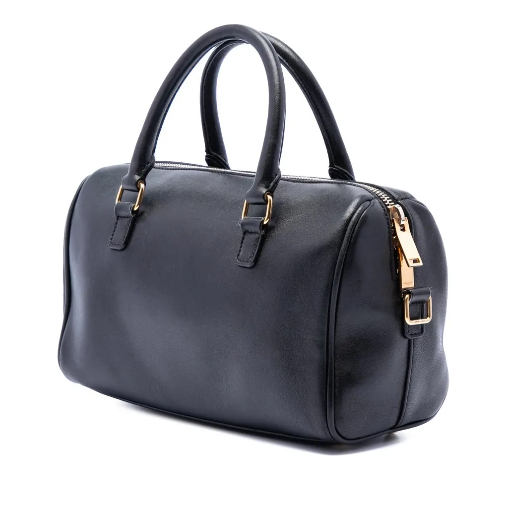 Saint Laurent Baby Leather Star Patchwork Classic Duffle Satchel Black Leather Very good - Back View