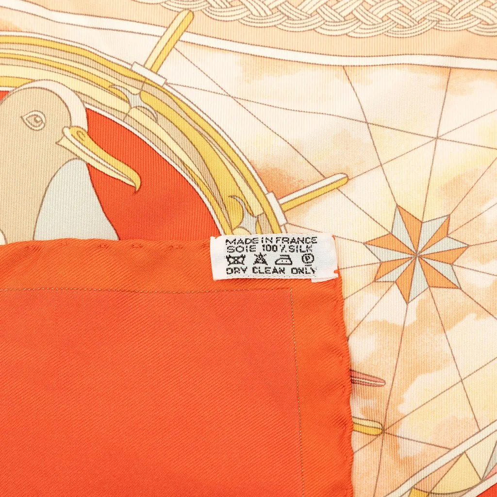 Hermès Fregates Magnifiques Silk Scarf 90 Orange Very good - Inside View