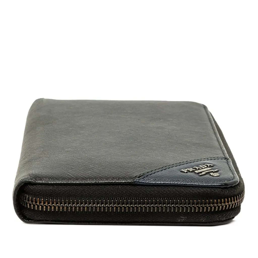 Prada Saffiano Zip Around Long Wallet Black Leather Very good - Inside View