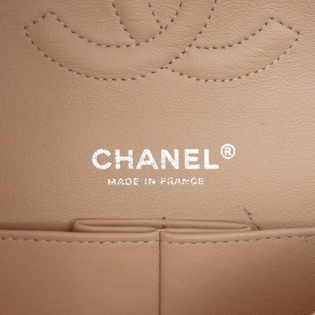 Chanel Medium Classic Lambskin Double Flap Beige Leather Very good - Box View