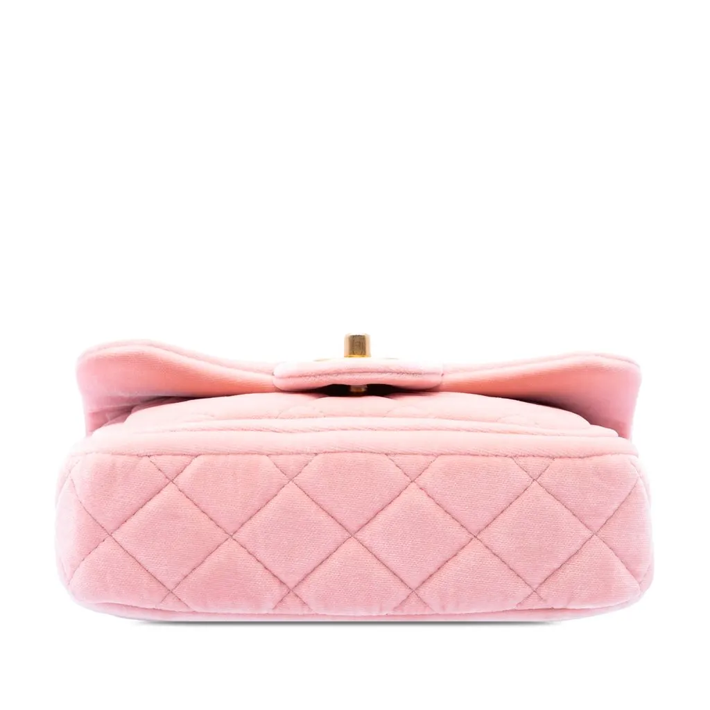 Chanel Mini Quilted Velvet Double Frame Flap Pink Very good - Inside View