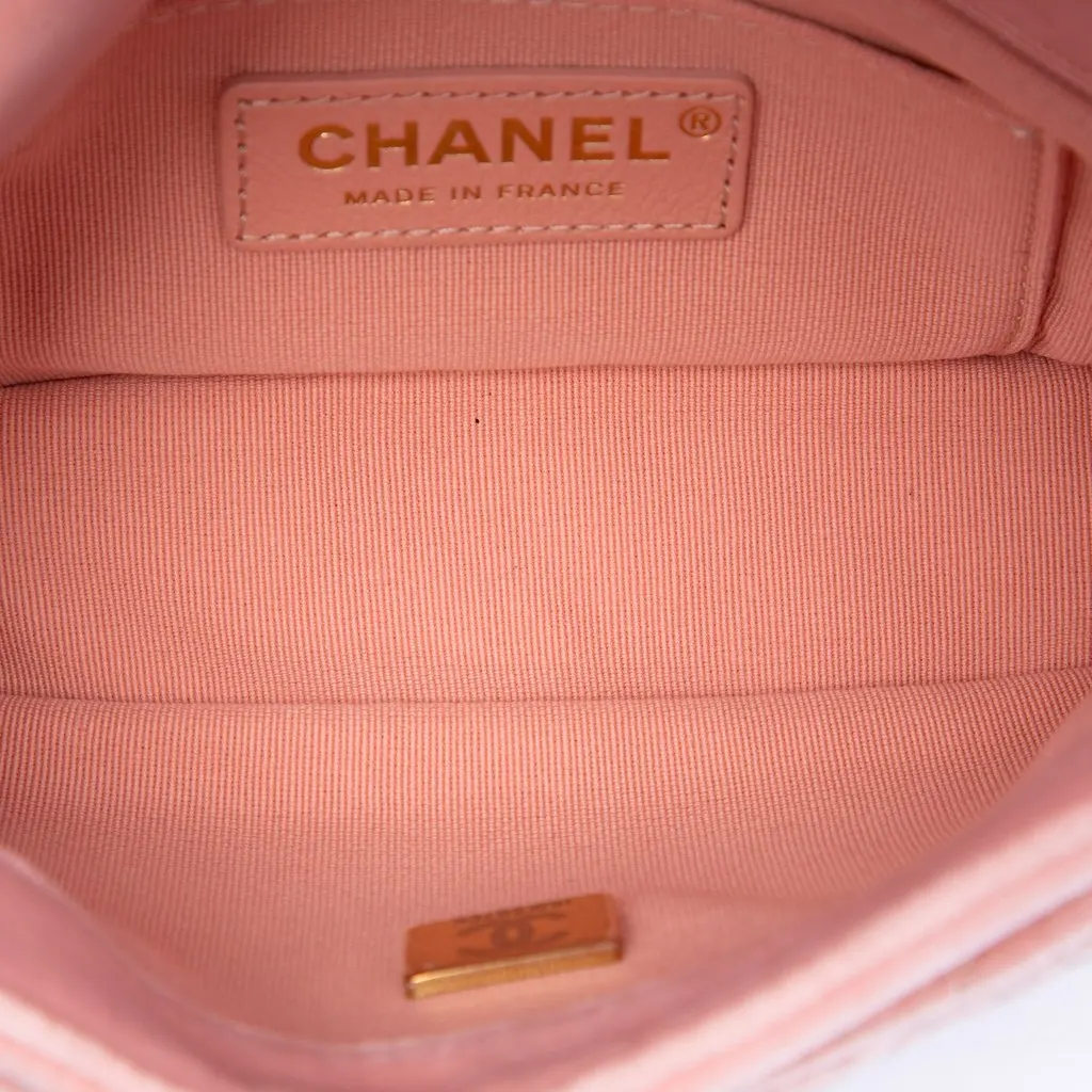 Chanel Mini Quilted Velvet Double Frame Flap Pink Very good - Model View