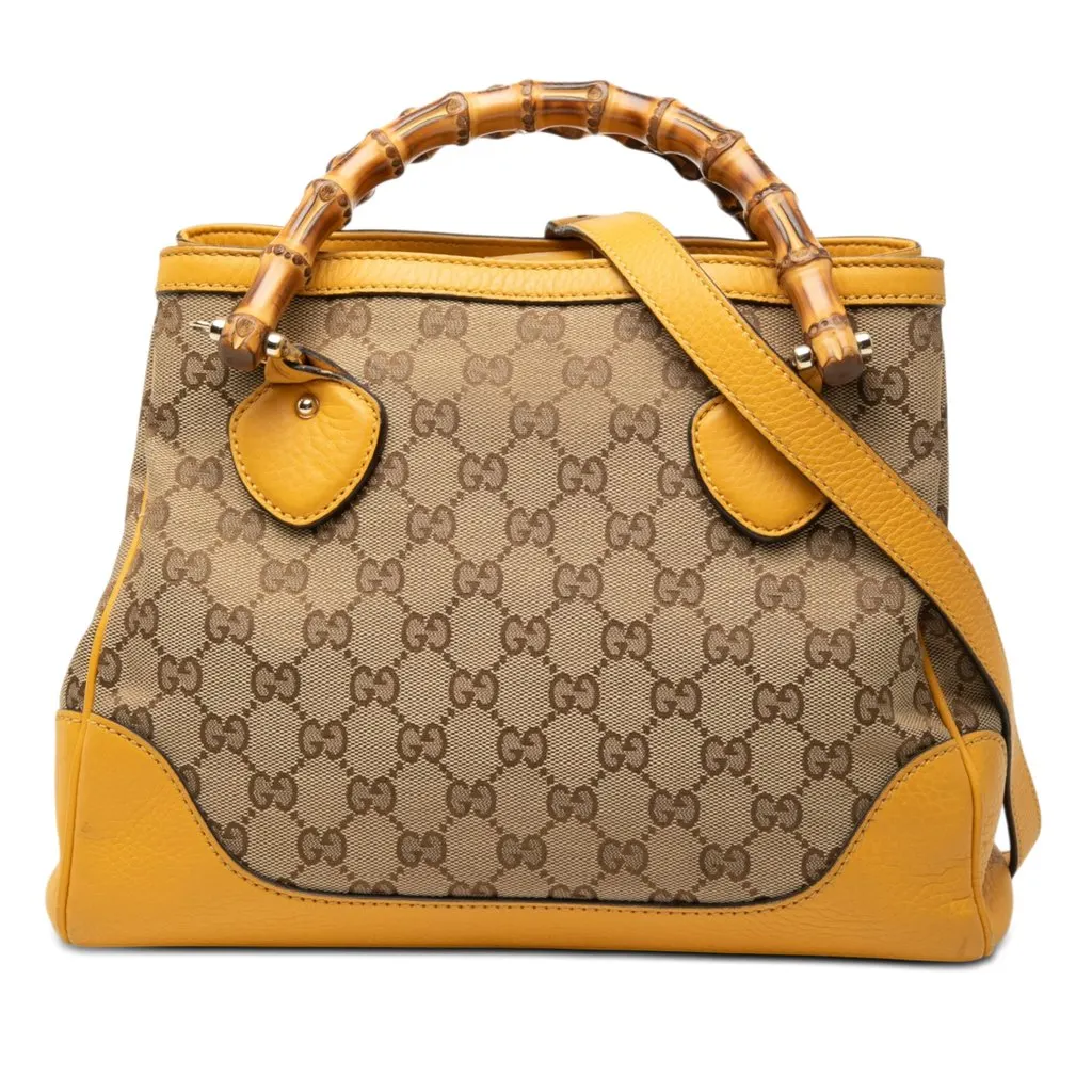 Gucci GG Canvas Bamboo Diana Top Handle Tote Beige Very good - Front View