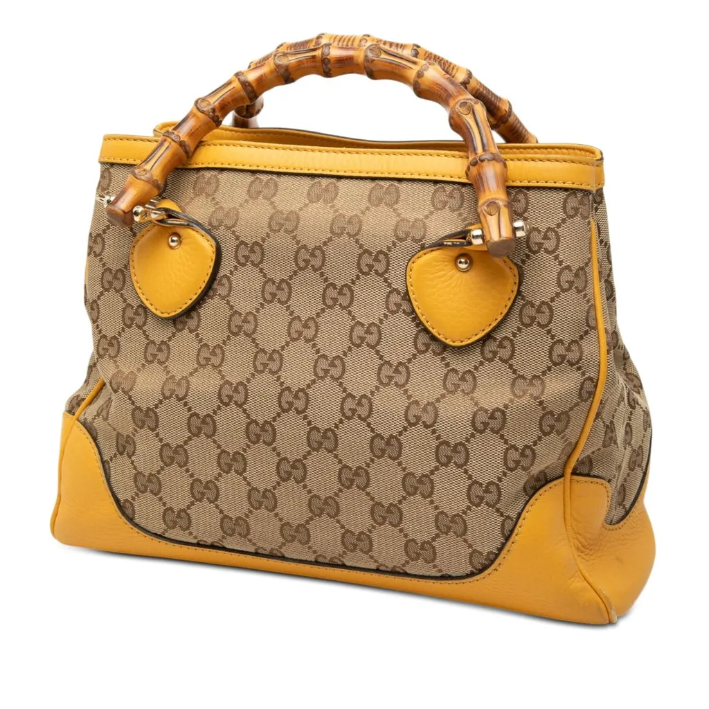 Gucci GG Canvas Bamboo Diana Top Handle Tote Beige Very good - Back View
