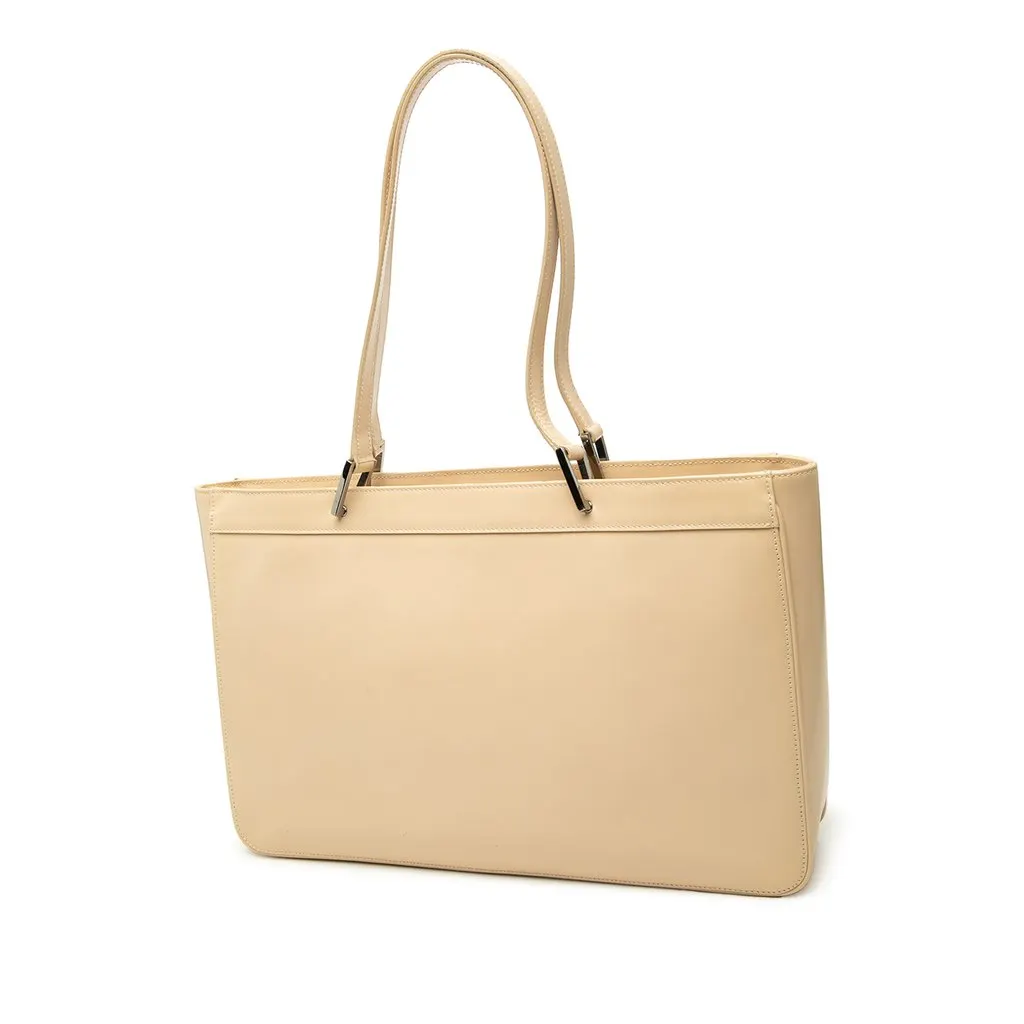 Gucci Calfskin Jackie Tote Beige Leather Good - Back View