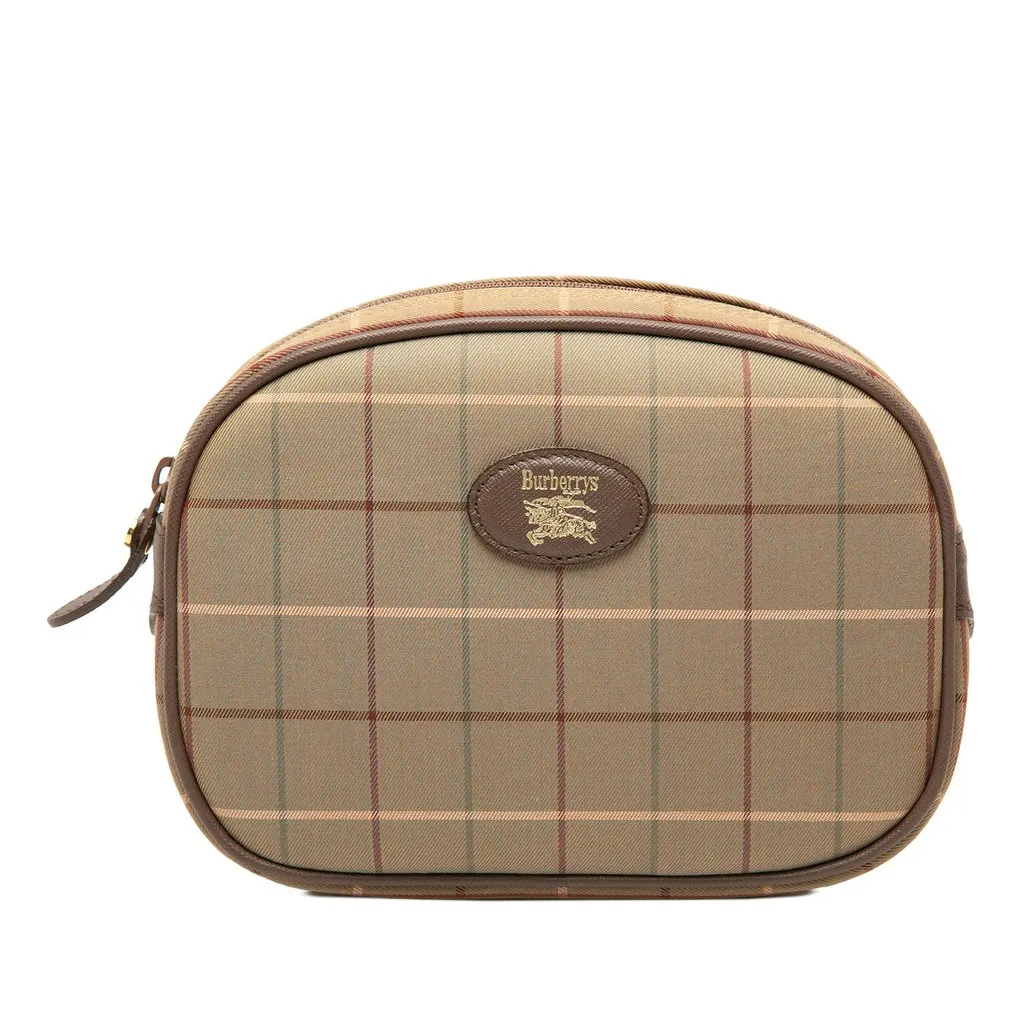 Burberry Vintage Check Canvas Clutch Brown Canvas Good - Front View