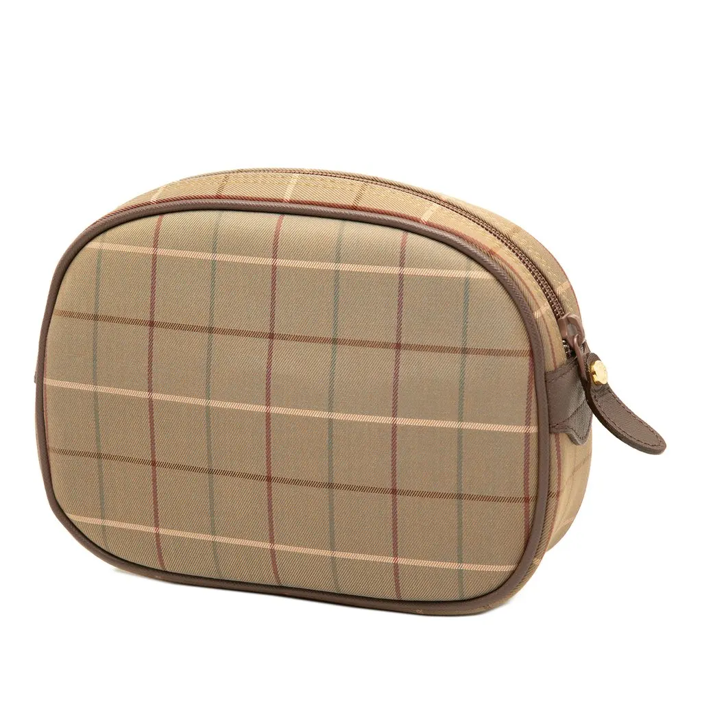 Burberry Vintage Check Canvas Clutch Brown Canvas Good - Back View