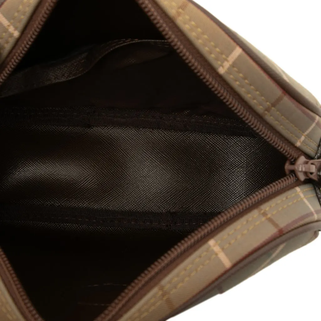 Burberry Vintage Check Canvas Clutch Brown Canvas Good - Model View