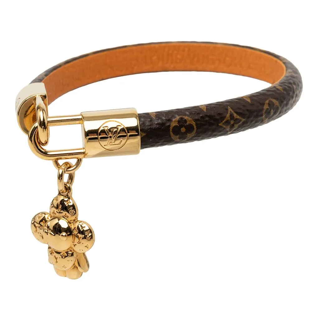 Louis Vuitton Gold Plated and Monogram Vivienne Charm Bracelet Brown Canvas Very good - Back View