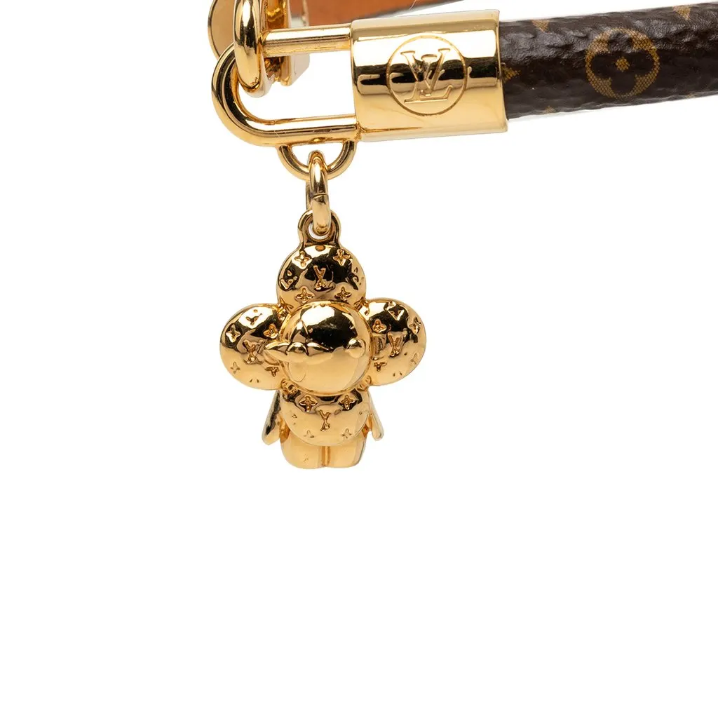 Louis Vuitton Gold Plated and Monogram Vivienne Charm Bracelet Brown Canvas Very good - Model View