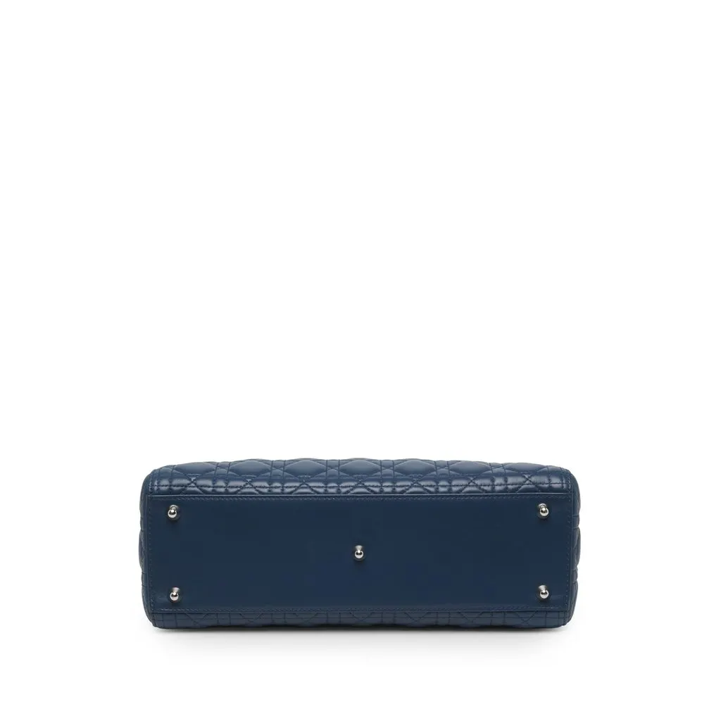 Dior Large Lambskin Cannage Lady Dior Blue Leather Very good - Inside View