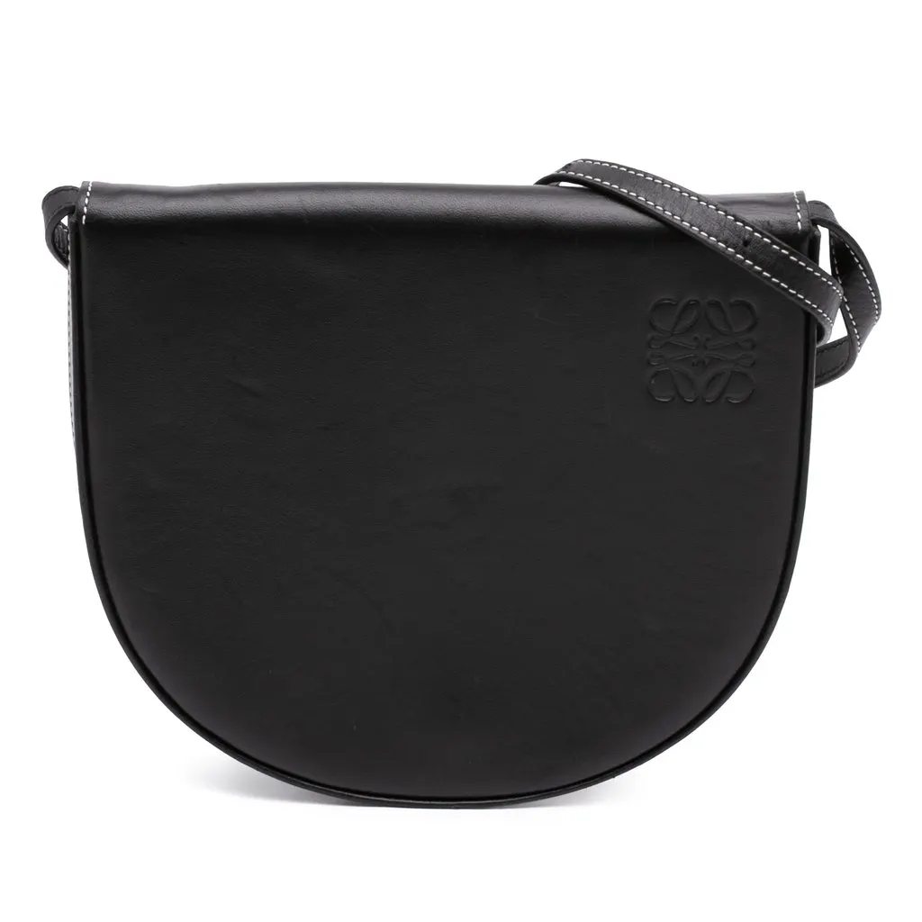 Loewe Small Smooth Calfskin Heel Crossbody Black Leather Very good - Front View