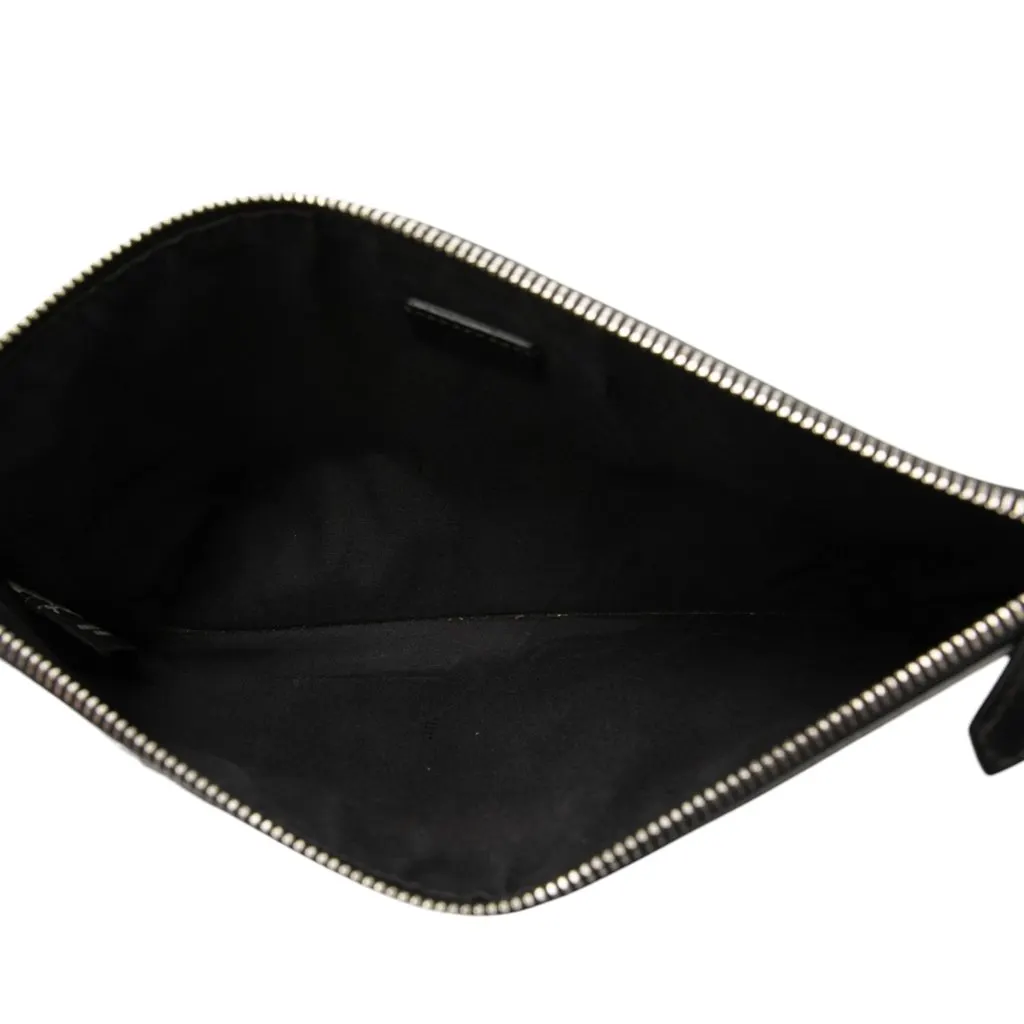 Fendi Leather Monster Zip Clutch Black Leather Very good - Model View