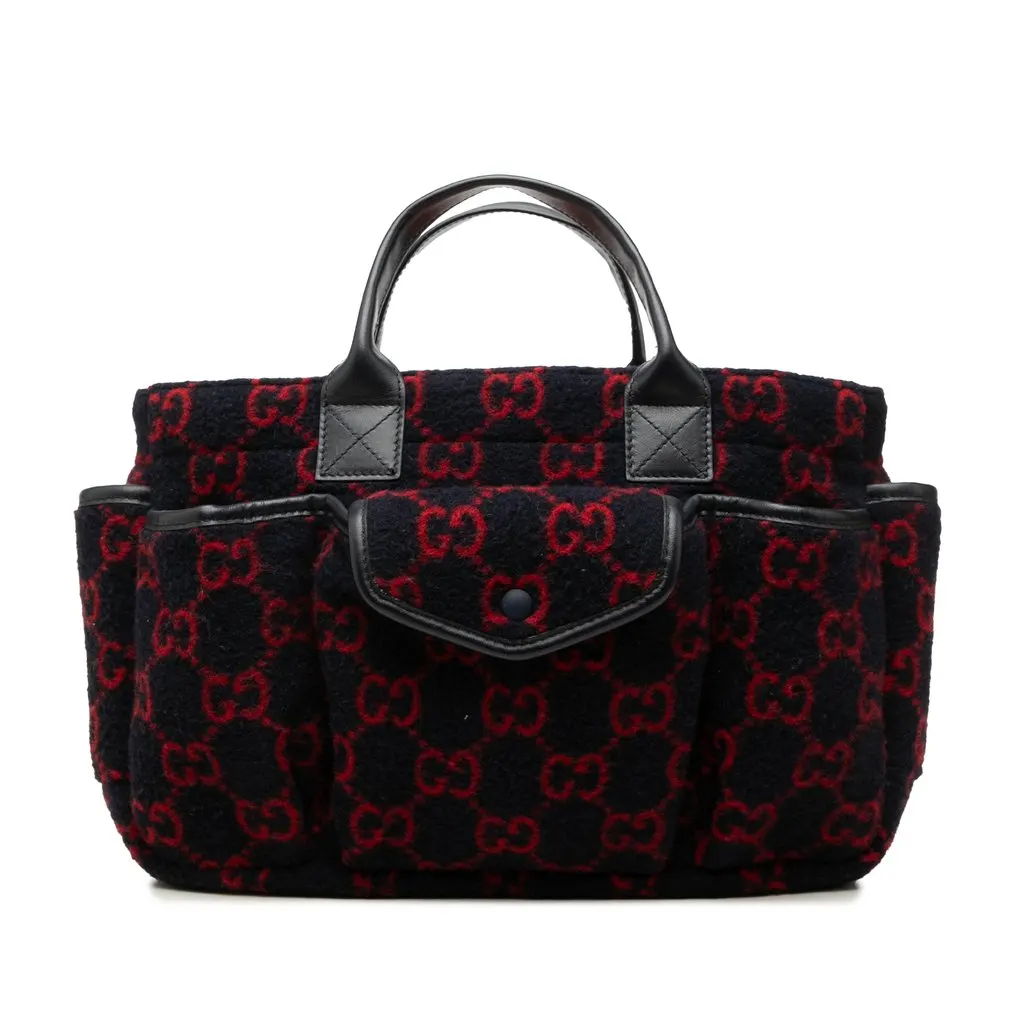 Gucci GG Wool Children's Pocket Handbag Black Wool Very good - Front View