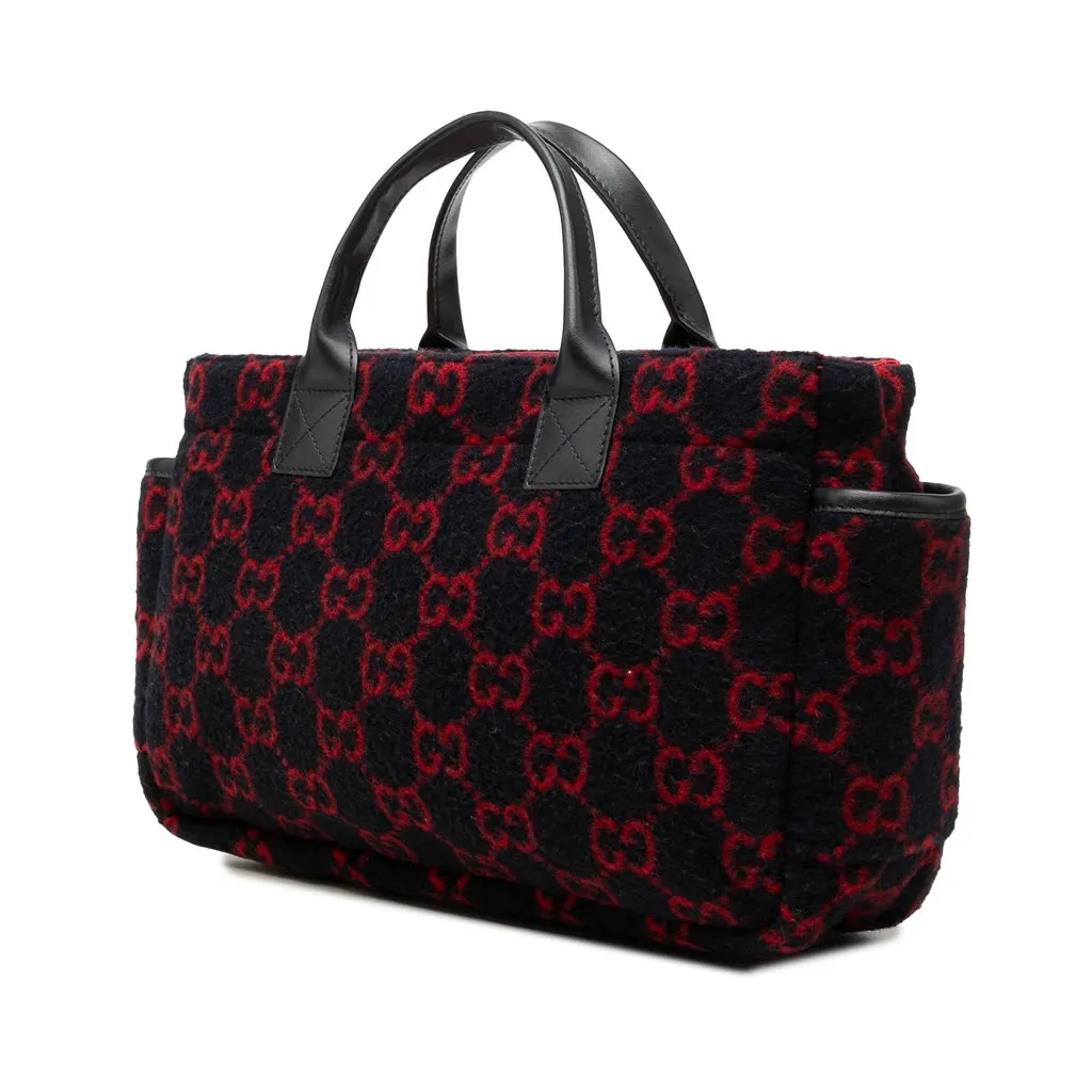 Gucci GG Wool Children's Pocket Handbag Black Wool Very good - Back View