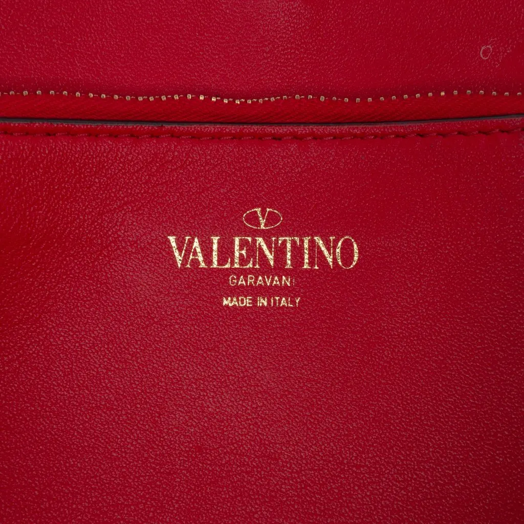 Valentino Suede and Calfskin Rockstud Halfmoon Crossbody Brown Leather Very good - Box View