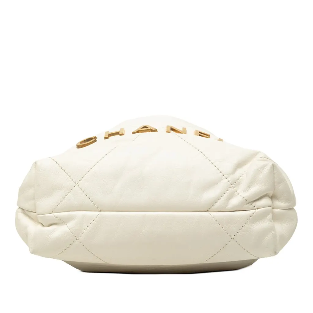 Chanel Mini Shiny Calfskin 22 Hobo White Leather Very good - Inside View