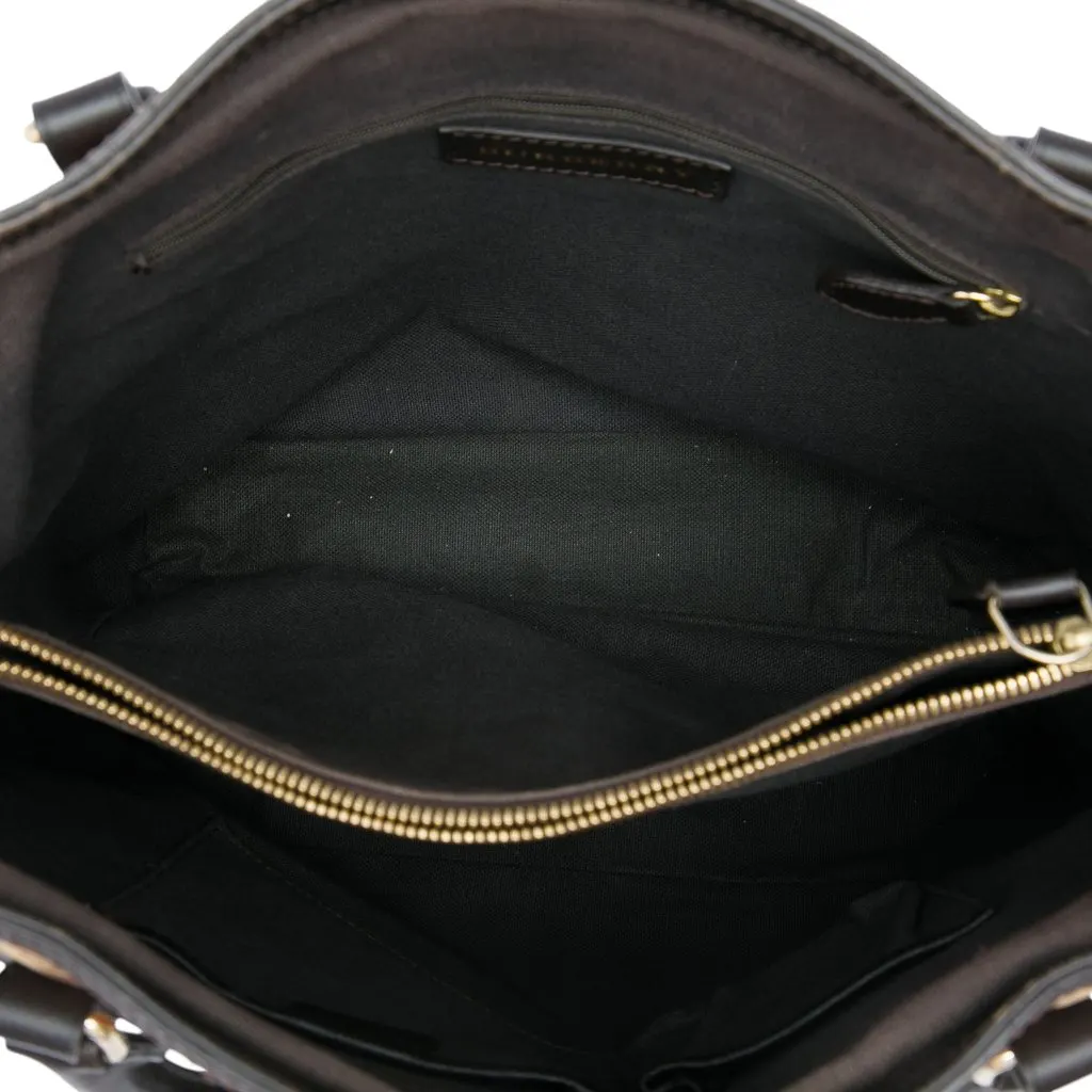 Burberry Haymarket Check Ombre Coated Canvas Liberton Satchel Beige Canvas Good - Model View