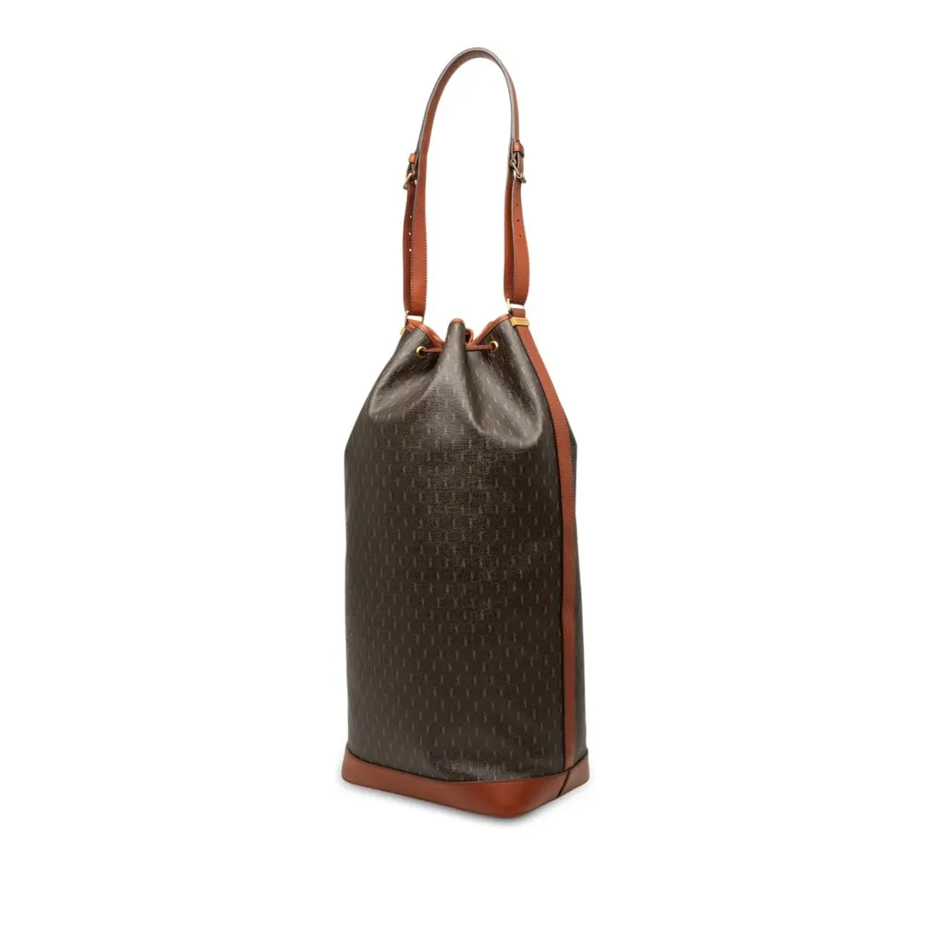 Saint Laurent Le Monogramme Coated Canvas Long Bucket Bag Brown Very good - Back View