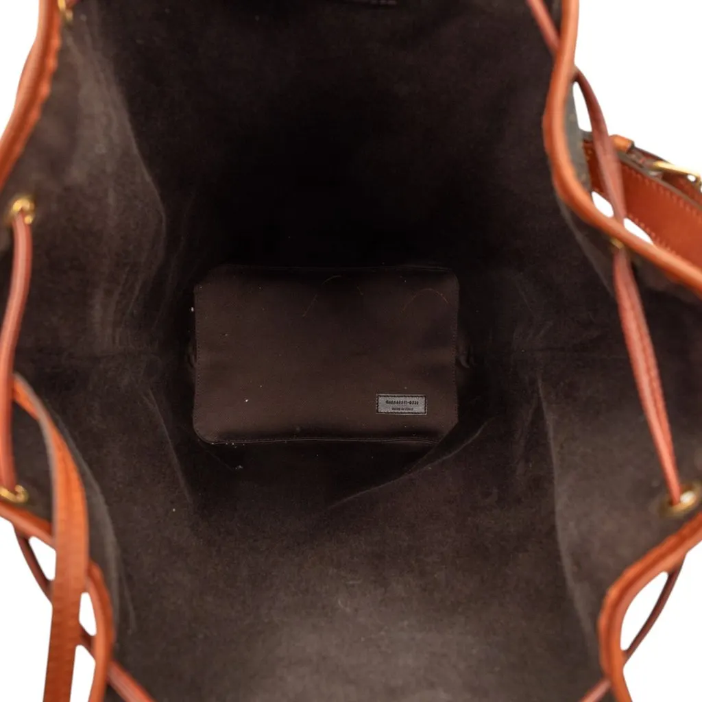 Saint Laurent Le Monogramme Coated Canvas Long Bucket Bag Brown Very good - Model View