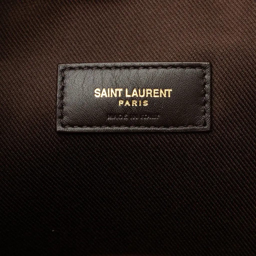 Saint Laurent Le Monogramme Coated Canvas Long Bucket Bag Brown Very good - Box View