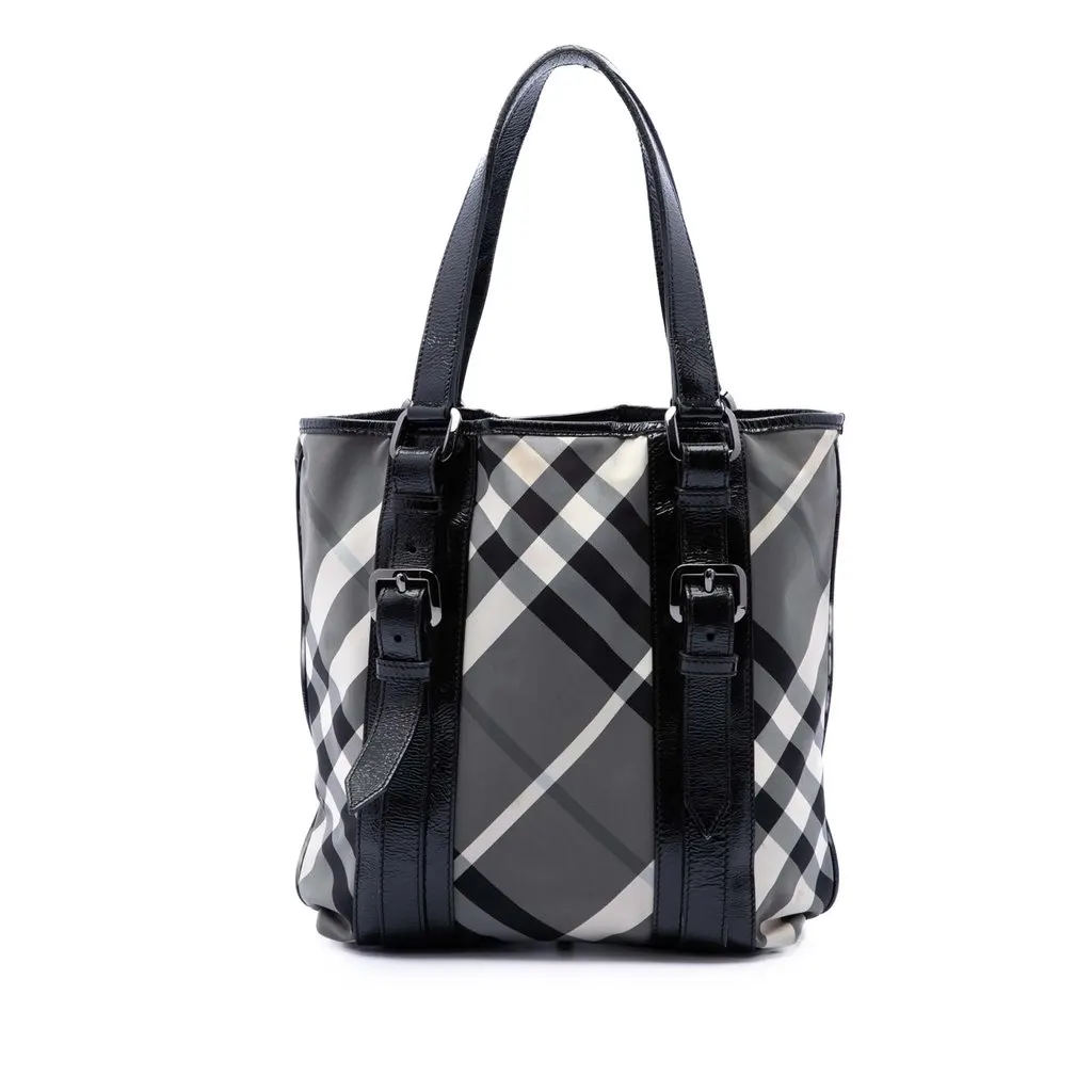 Burberry Small Beat Check Nylon Victoria Tote MultiColor Very good - Front View