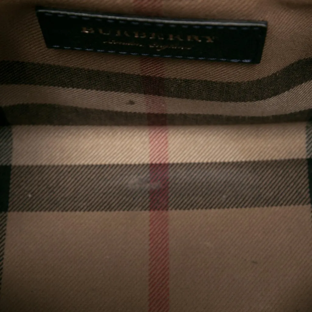 Burberry Small Grained Leather Buckle Tote Blue Leather Good - Model View