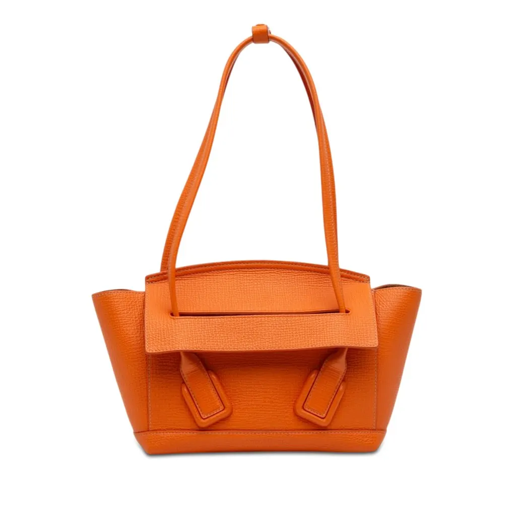 Bottega Veneta Small Grained Calfskin Arco Tote Orange Leather Very good - Front View